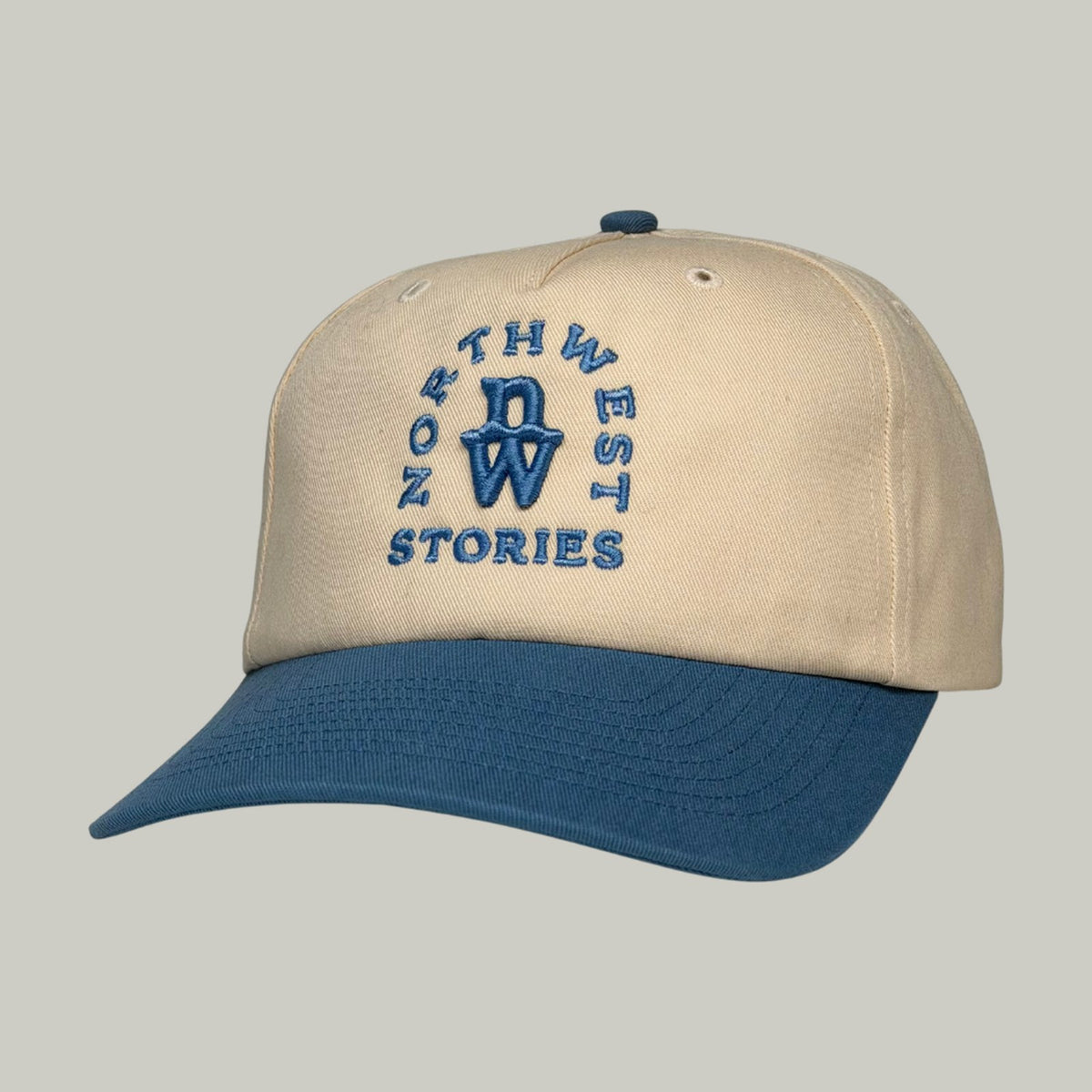 Northwest Stories Gramps hat in cream and blue, front
